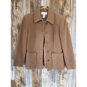 Petite Sophisticate Womens Petite Sz 0 Brown Wool Blend Jacket Coat Button Front